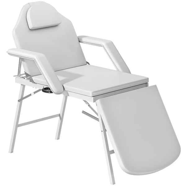 Justerbart massagebord i konstläder med skumvaddering, vit