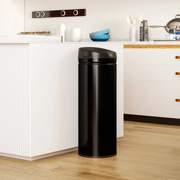 HOMCOM 50L Sensor Skraldespand - Berøringsfri Affaldsspand i Rustfrit Stål, Sort
