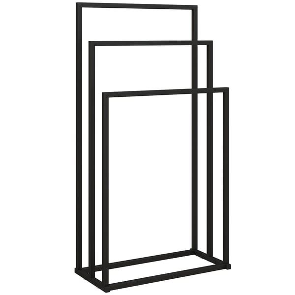 HOMCOM Stående Håndklædeholder af Sort Stål med 3 Stænger - 45x21,5x85 cm