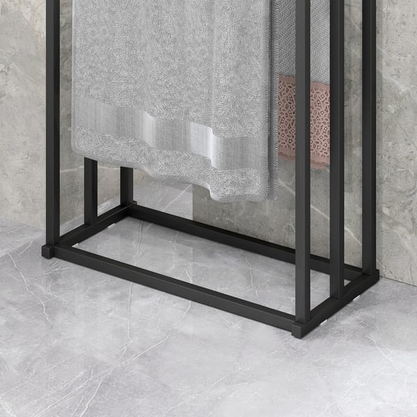 HOMCOM Stående Håndklædeholder af Sort Stål med 3 Stænger - 45x21,5x85 cm