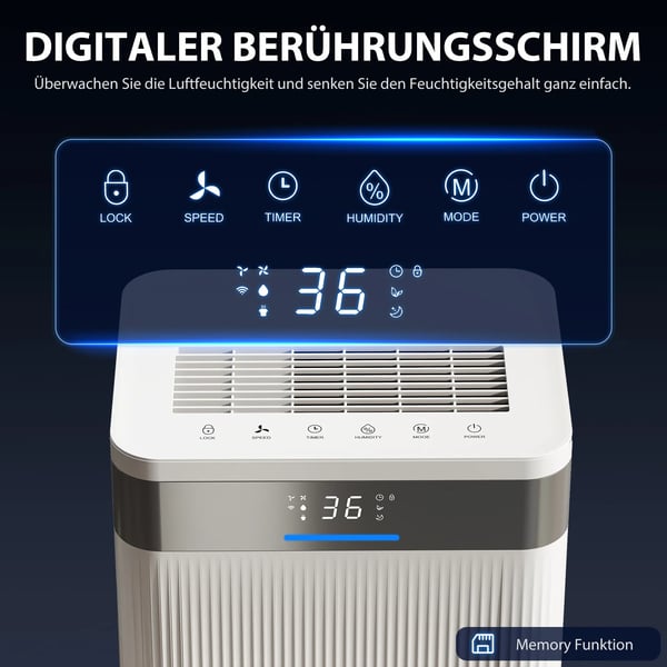 HOMCOM Affugter med 4,5L Tank, 24-timers Timer og LED-display - Plastik, Hvid