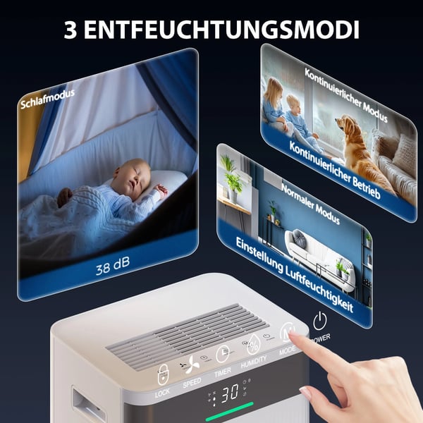HOMCOM Affugter med 4,5L Tank, 24-timers Timer og LED-display - Plastik, Hvid