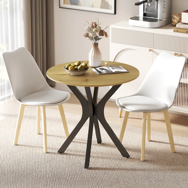 HOMCOM spisebord køkkenbord rundt bord, moderne design, 78 cm x 78 cm x 75 cm, naturtræ