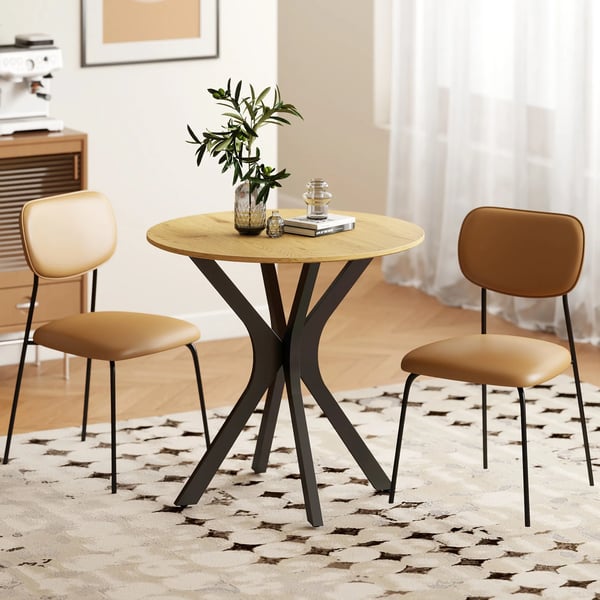 HOMCOM spisebord køkkenbord rundt bord, moderne design, 78 cm x 78 cm x 75 cm, naturtræ