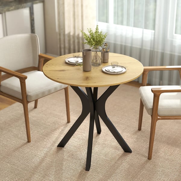 HOMCOM spisebord køkkenbord rundt bord, moderne design, 78 cm x 78 cm x 75 cm, naturtræ
