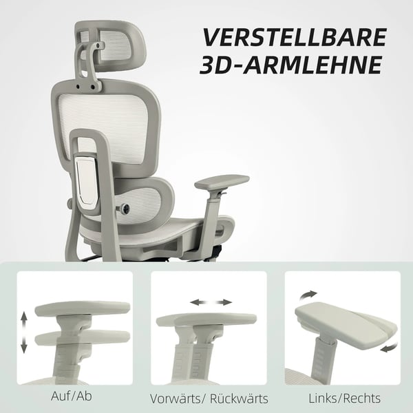 Ergonomisk Kontorstol - Beige Polyester Netstof, Justerbar med Hjul og Lændestøtte