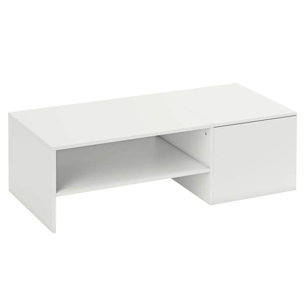 Justerbart soffbord, metallskenor, spånskiva, fotskydd, vit