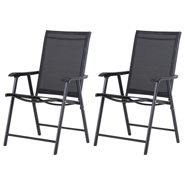 Outsunny Campingstole 2-pak Klapstol Med Armlæn, Metal, Sort 58x64x94cm