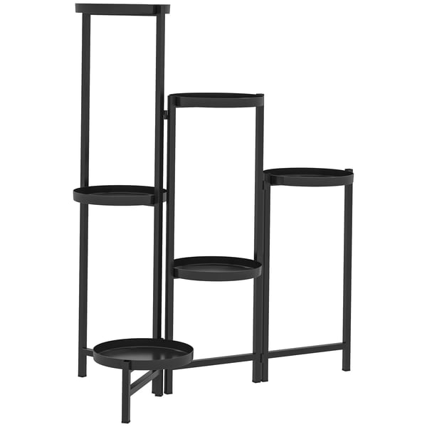 Outsunny 6 livelli fioriera metallo nero pieghevole per interni esterni 80cm