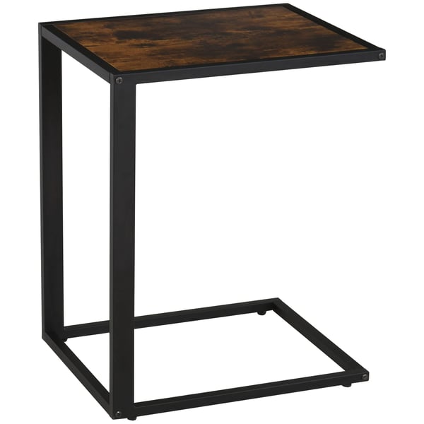HOMCOM C-format sidobord, metall/MDF, rustikbrun/svart, 40,6 x 50,8 x 64,2 cm