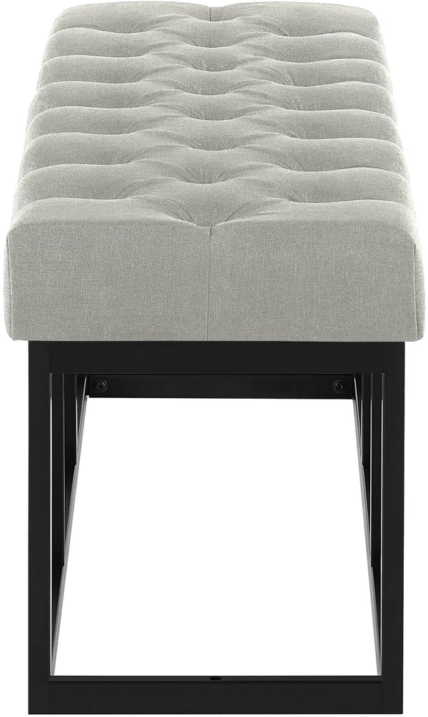 Amun stofbænk, grå, mat sort metalramme, B120cm