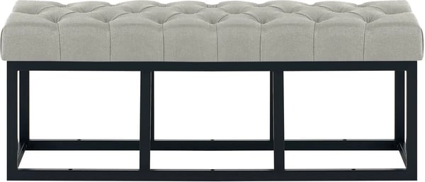 Amun stofbænk, grå, mat sort metalramme, B120cm