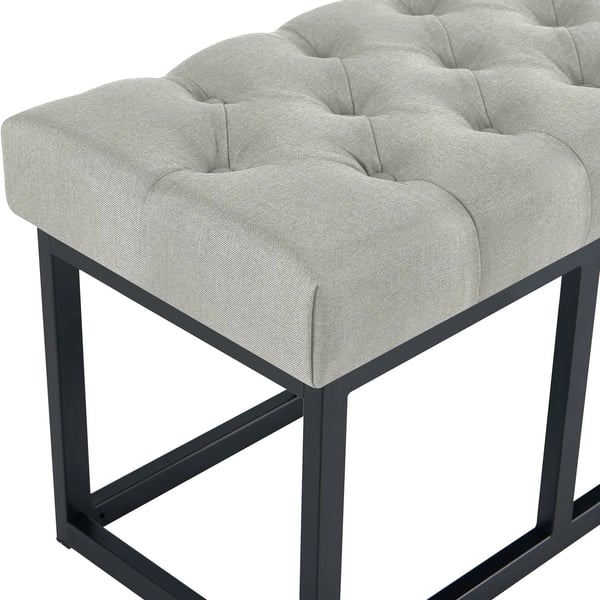 Amun stofbænk, grå, mat sort metalramme, B120cm