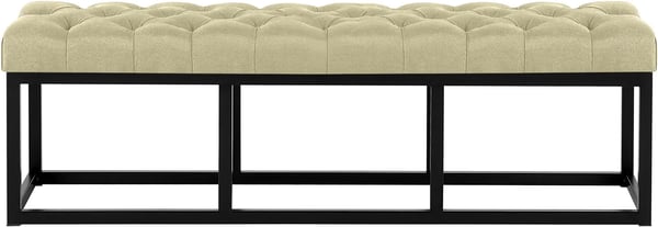 Amun Taupe stofbænk med mat sort metalramme - 150 cm