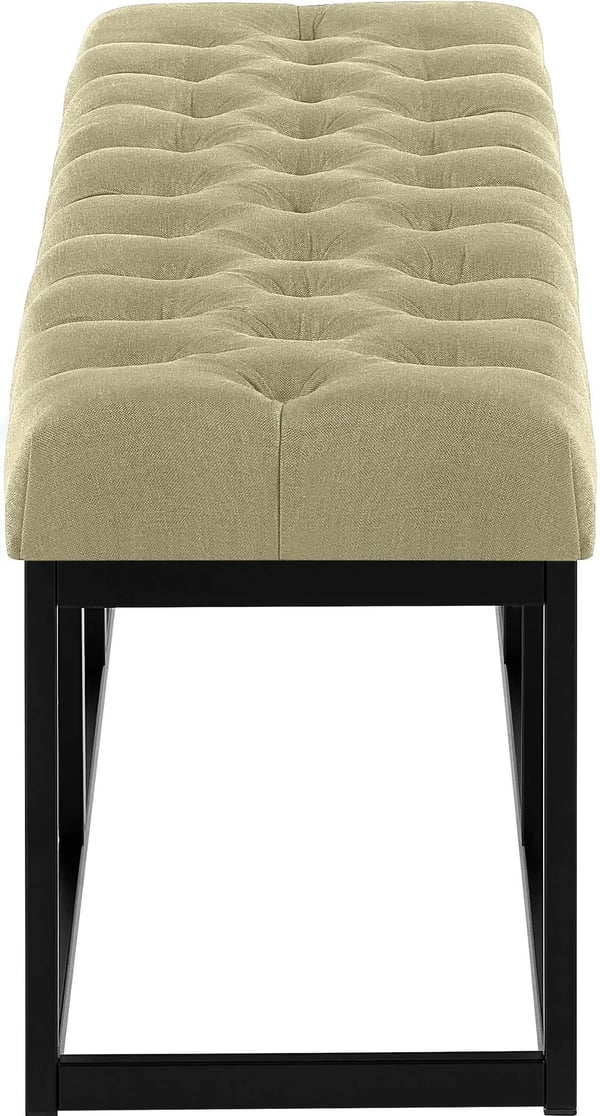 Amun Taupe stofbænk med mat sort metalramme - 150 cm