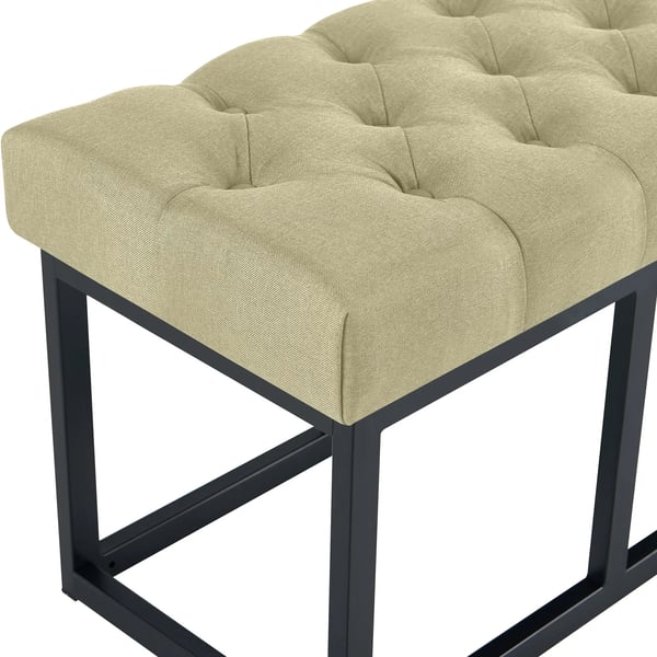 Amun Taupe stofbænk med mat sort metalramme - 150 cm