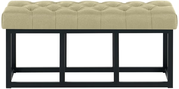 Amun Taupe stofbænk med mat sort metalstativ - 100 cm bredde