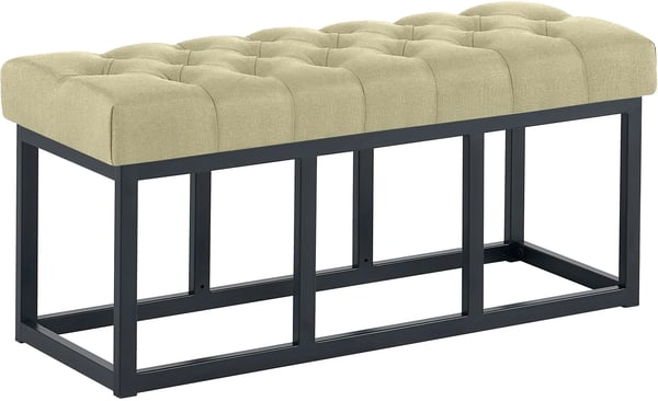 Amun Taupe Tyg Bänk med Matt Svart Metallställ - 100cm Bredd
