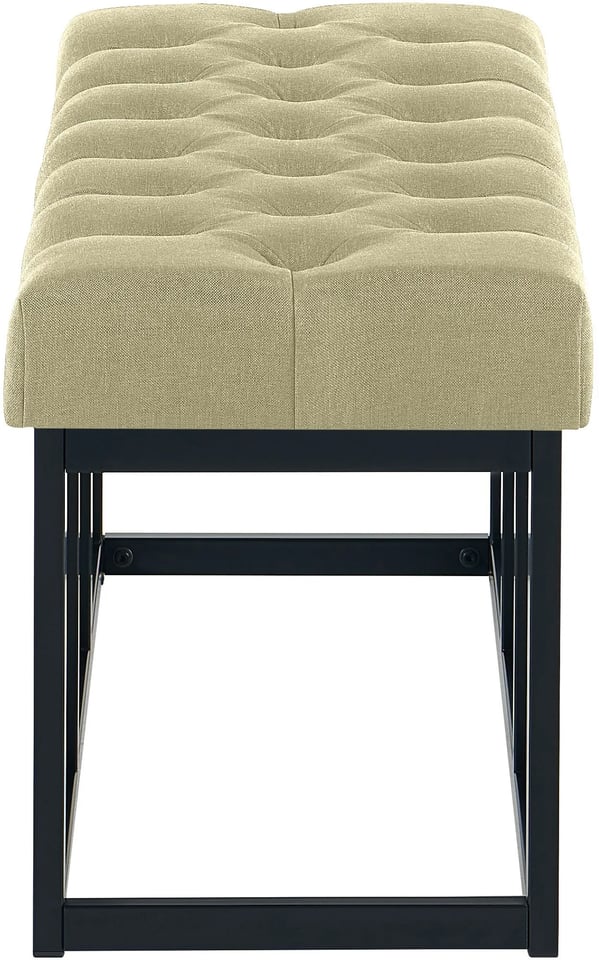 Amun Taupe stofbænk med mat sort metalstativ - 100 cm bredde