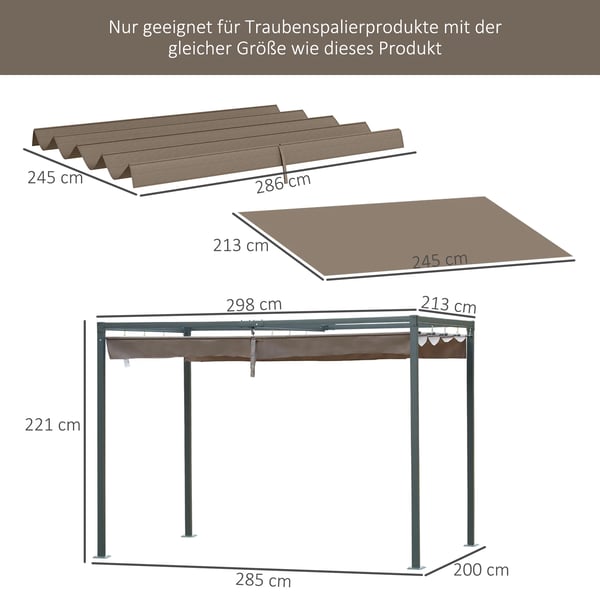 Outsunny Udskifteligt Tag til Pergola 2,85x2 m, Kaffe, Polyester - Vandafvisende, UV30+
