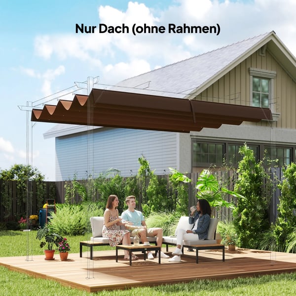 Outsunny Udskifteligt Tag til Pergola 2,85x2 m, Kaffe, Polyester - Vandafvisende, UV30+