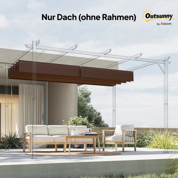Outsunny Udskifteligt Tag til Pergola 2,85x2 m, Kaffe, Polyester - Vandafvisende, UV30+