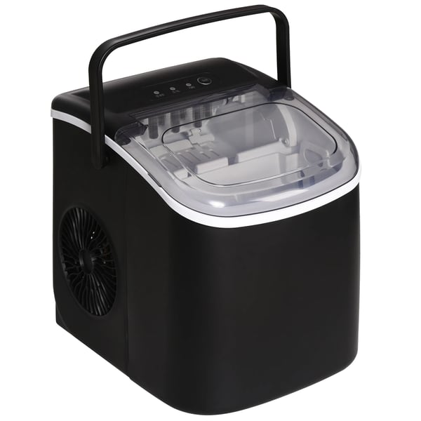 HOMCOM Ismaskin, isbitsmaskin, 9 isbitar klara på 6-12 minuter, 12 kg/24 h, vattenstation med 1,3 l vattentank, svart