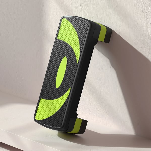 HOMCOM Aerobic Stepper - Justerbar i 3 trin (10/15/20 cm) - Fitness Træner til Hjemmebrug og Udendørs - Sort/Grøn - Max 150 kg
