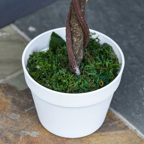 Outsunny Kunstig Rosenplante Hvid 90 cm - Plastik Kunstplante i Potte - Naturtro Stueplante til Hjem og Have