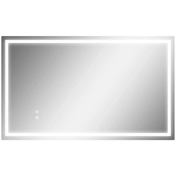 HOMCOM LED Badrumsspegel Silver Glas/Metall - Justerbar Ljusstyrka, Antidim, IP44 Vattentät