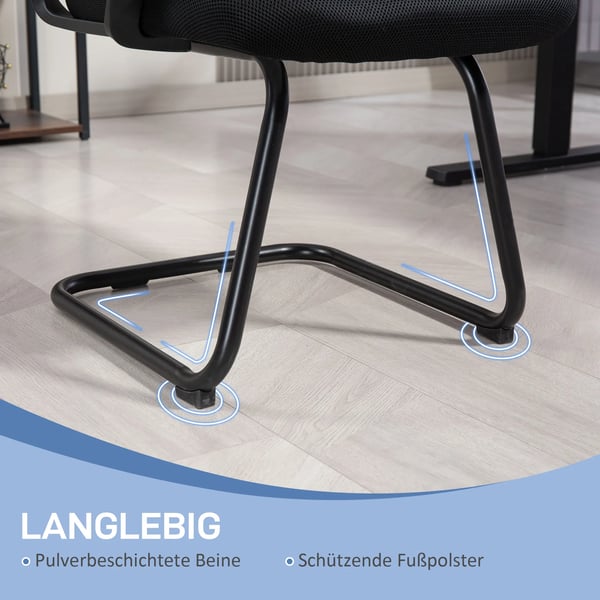 HOMCOM Ergonomisk kontorstol, skum, mesh, metalben, sort