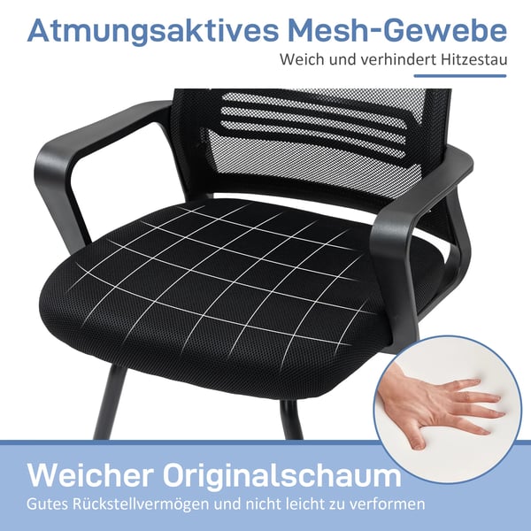 HOMCOM Ergonomisk kontorstol, skum, mesh, metalben, sort