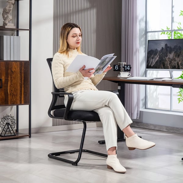 HOMCOM Ergonomisk kontorstol, skum, mesh, metalben, sort