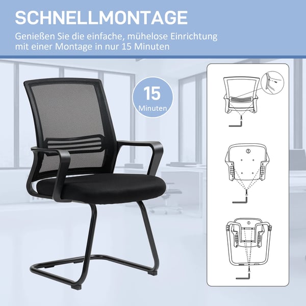 HOMCOM Ergonomisk kontorstol, skum, mesh, metalben, sort