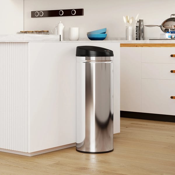 HOMCOM sensor skraldespand 50L, rustfrit stål, sølv, berøringsfri, soft-close