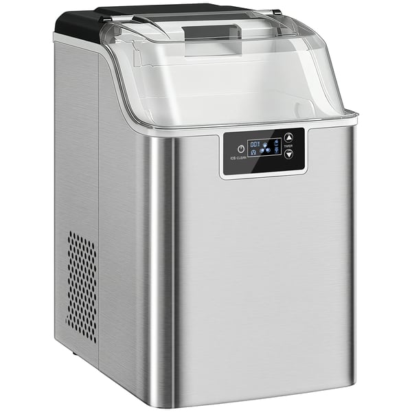 HOMCOM Ismaskin, 20 kg/24h, Silver/rostfritt stål, 2.1L vattentank, självrensande