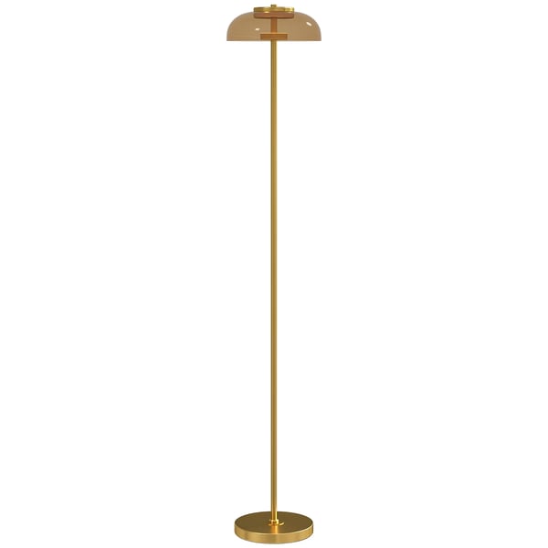 HOMCOM Gulvlampe Messing Metall/Glas 134cm Med Fodkontakt Varmt Lys 3000K