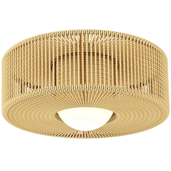 HOMCOM Loftslampe i Boho-stil med Hamptov Lampeskærm, G9 LED - Ø30cm, Lysebrun/Sort