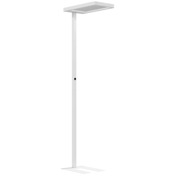 Hvid LED-gulvlampe m. fjernbetjening, justerbar lysstyrke og farvetemperatur, Metal/Plastik