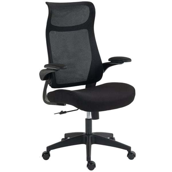 HOMCOM Ergonomisk Kontorsstol - Svart Mesh & Plast - Justerbar, Vridbar med Nackstöd och 3D-Armstöd