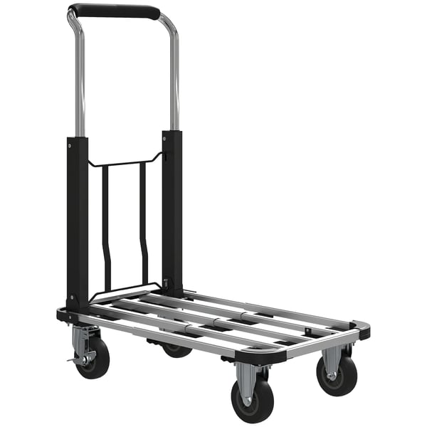 HOMCOM Hopfällbar Handkärra, 150kg, Metall/Aluminium, Silver+Svart