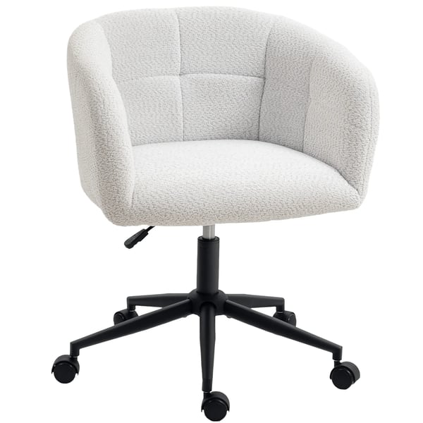 HOMCOM Kontorstol, Sk`l Design, Justerbar Hajde, Polyester & Stal, Creme/Sort