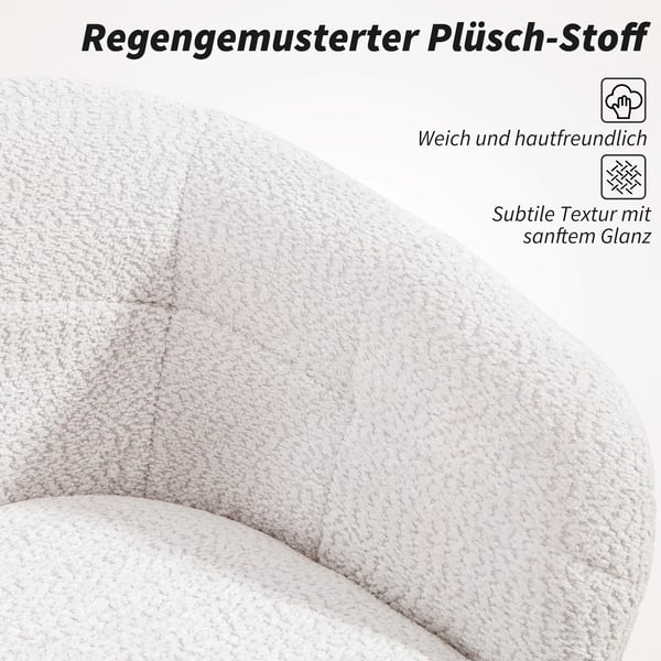 HOMCOM Kontorstol, Sk`l Design, Justerbar Hajde, Polyester & Stal, Creme/Sort