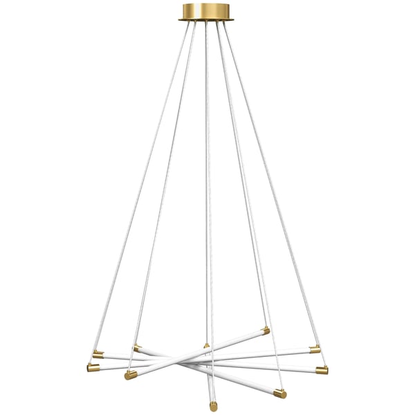 HOMCOM LED Hänglampa, 50W, Justerbar Form, Guld/Vit Metall/Plast, Ø82cm