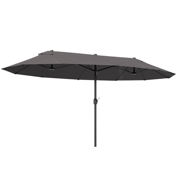 Outsunny dobbelt parasol, havesparasol med håndsving, grå, oval, 460 x 270 x 240 cm Outsunny dobbelt parasol, havesparasol med håndsving, grå, oval, 460 x 270 x 240 cm