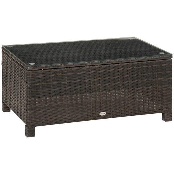 Outsunny Havebord i Polyrattan, Brun, Metal, Vejrbestandig, 85x50x39cm