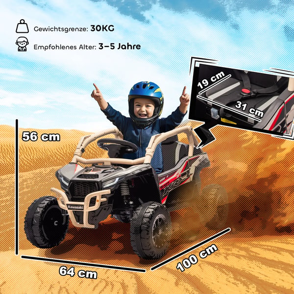 12V Kawasaki Teryx KRX 1000 El-ATV til Børn - Fjernbetjent, LED, Musik, Gul