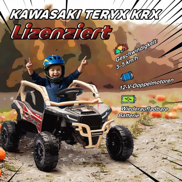 12V Kawasaki Teryx KRX 1000 El-ATV til Børn - Fjernbetjent, LED, Musik, Gul