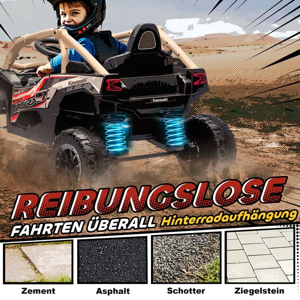 12V Kawasaki Teryx KRX 1000 El-ATV til Børn - Fjernbetjent, LED, Musik, Gul