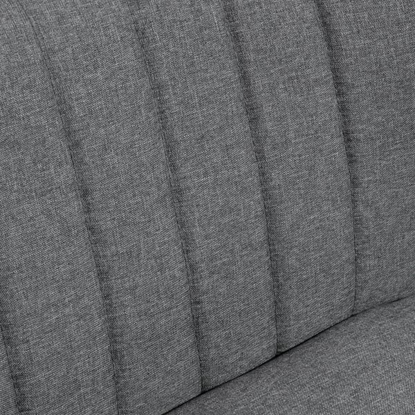 2-personers sofa, 117 cm, grå polyester med linnedlook, solid træramme